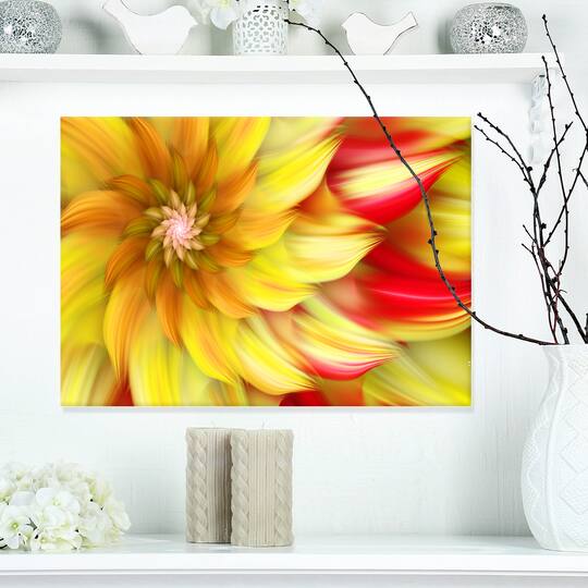 Designart - Rotating Yellow Red Fractal Flower